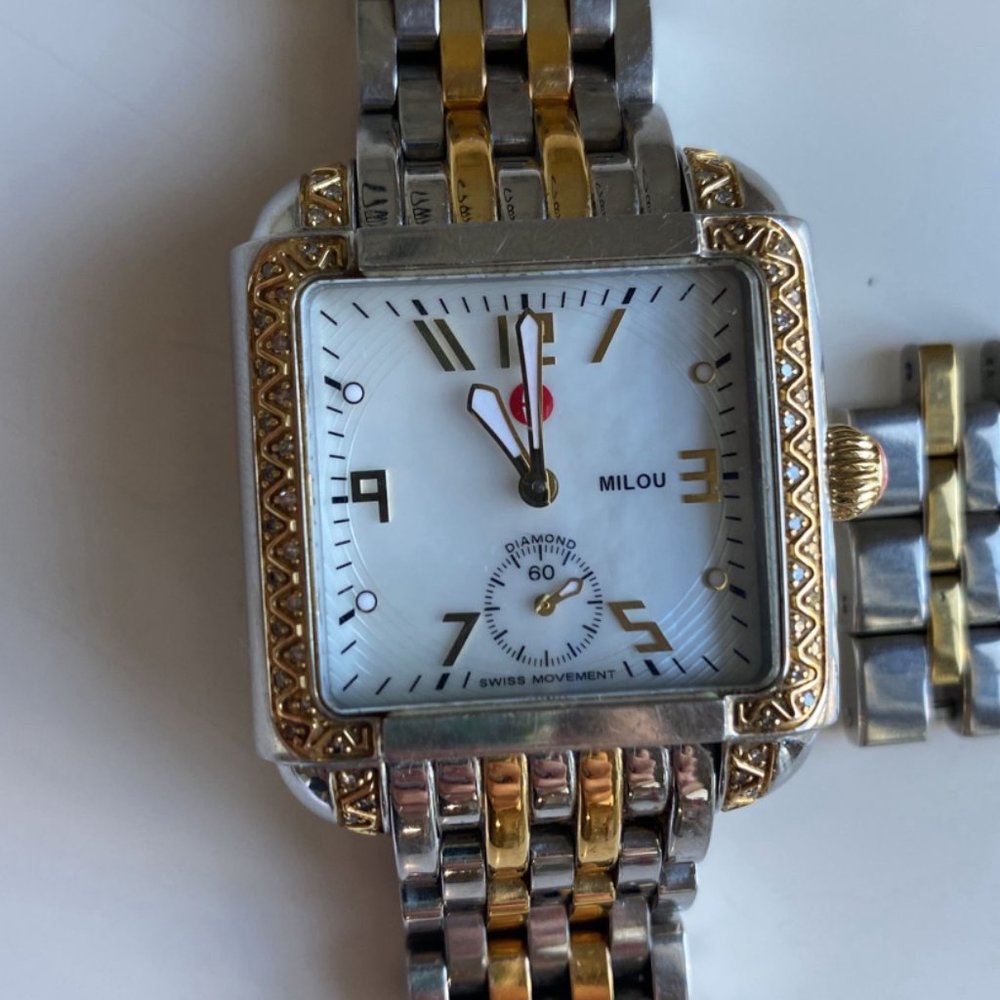 Michele two-toned watch w/ diamonds